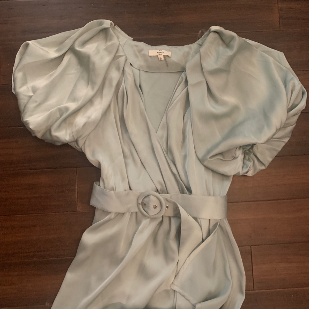 Women’s Entro silky puff sleeve belted high low dress